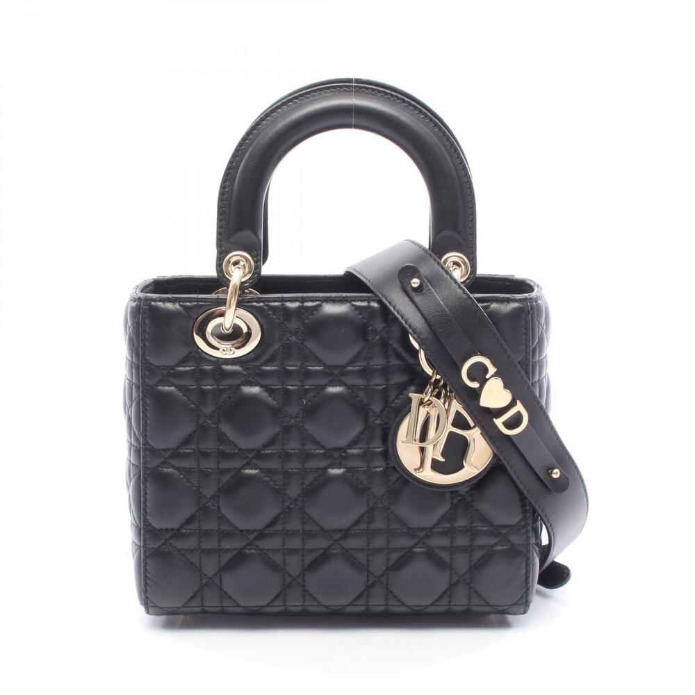 Christian Dior My ABC Lady Cannage Handbag Leather Black